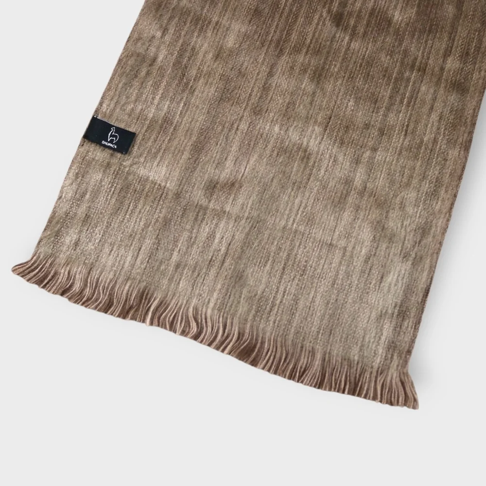 Alpaca Wool Scarf Shupaca Golden Dust Womens Fringed Stripped Heather Soft - Picture 4 of 11